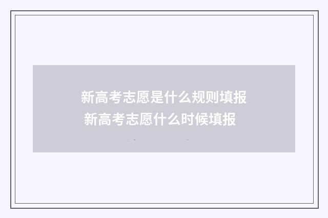 新高考志愿是什么规则填报 新高考志愿什么时候填报