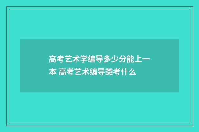 高考艺术学编导多少分能上一本 高考艺术编导类考什么