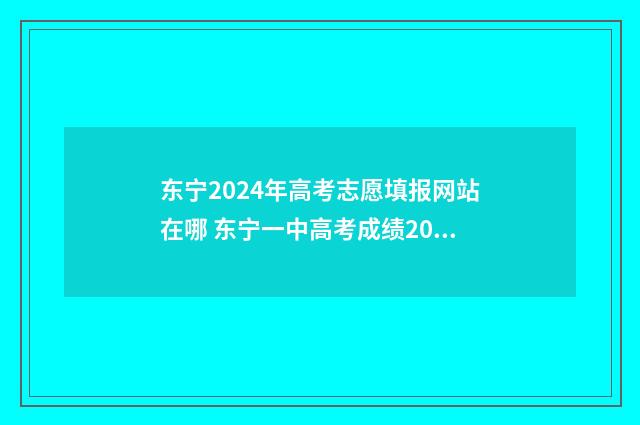 东宁2024年高考志愿填报网站在哪 东宁一中高考成绩2021