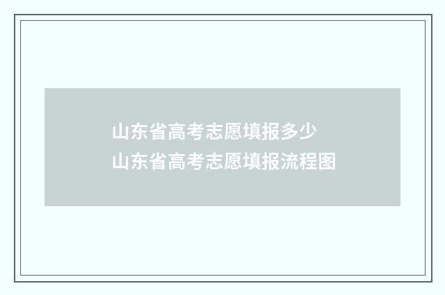山东省高考志愿填报多少 山东省高考志愿填报流程图