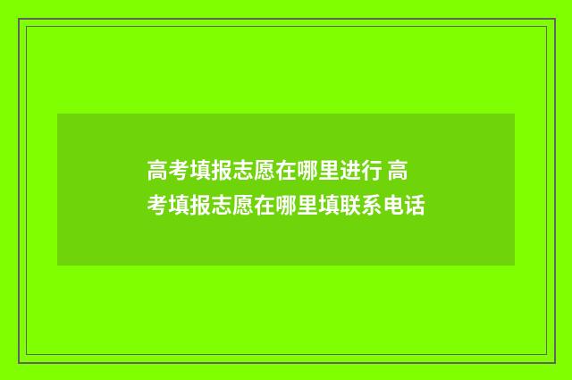 高考填报志愿在哪里进行 高考填报志愿在哪里填联系电话