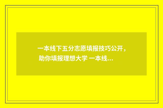 一本线下五分志愿填报技巧公开， 助你填报理想大学 一本线过5分会被录取吗