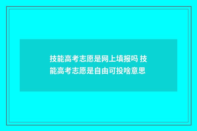 技能高考志愿是网上填报吗 技能高考志愿是自由可投啥意思