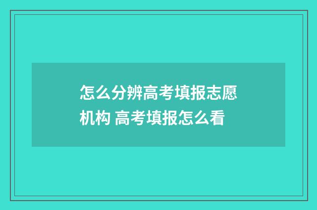 怎么分辨高考填报志愿机构 高考填报怎么看