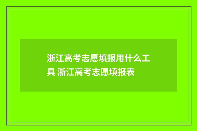 浙江高考志愿填报用什么工具 浙江高考志愿填报表