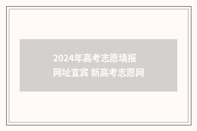 2024年高考志愿填报网址宜宾 新高考志愿网