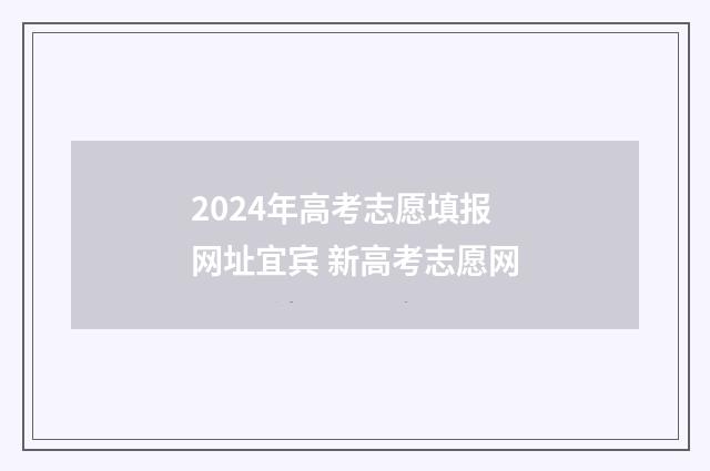 2024年高考志愿填报网址宜宾 新高考志愿网