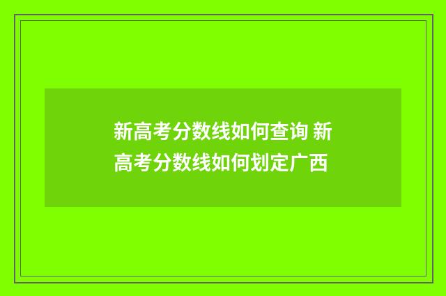 新高考分数线如何查询 新高考分数线如何划定广西