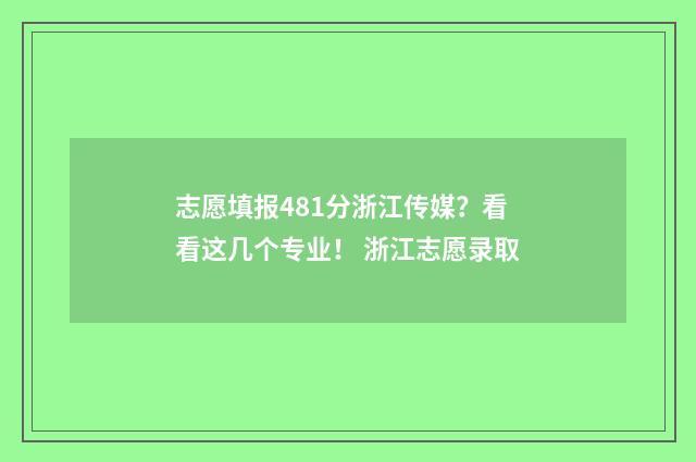 志愿填报481分浙江传媒?看看这几个专业! 浙江志愿录取