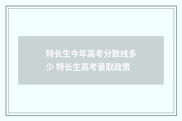 特长生今年高考分数线多少 特长生高考录取政策