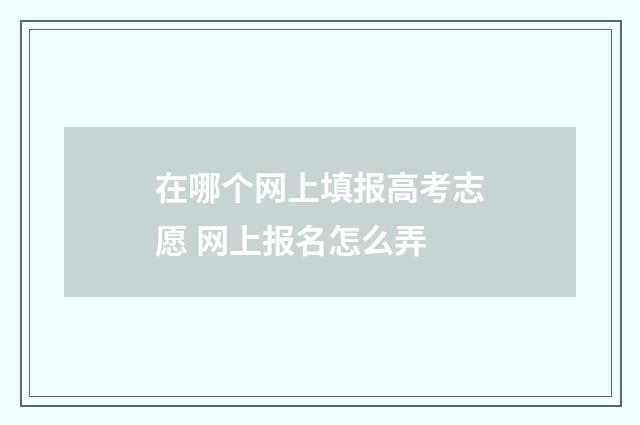 在哪个网上填报高考志愿 网上报名怎么弄