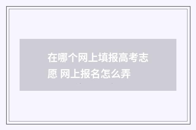 在哪个网上填报高考志愿 网上报名怎么弄