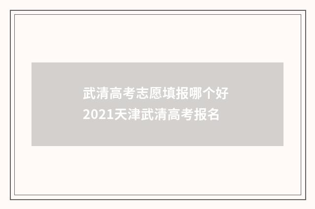 武清高考志愿填报哪个好 2021天津武清高考报名