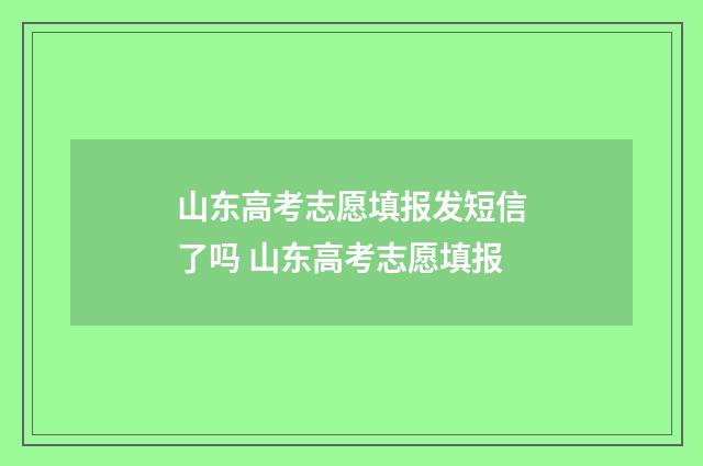 山东高考志愿填报发短信了吗 山东高考志愿填报
