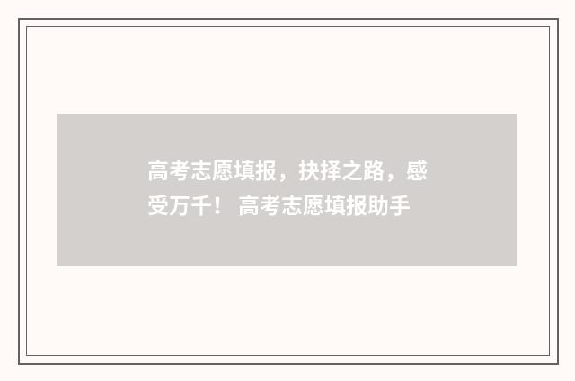 高考志愿填报,抉择之路,感受万千! 高考志愿填报助手