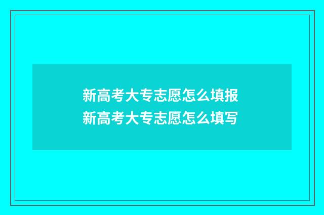 新高考大专志愿怎么填报 新高考大专志愿怎么填写