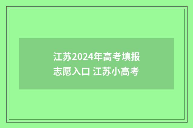 江苏2024年高考填报志愿入口 江苏小高考