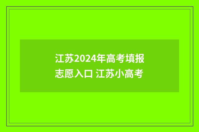 江苏2024年高考填报志愿入口 江苏小高考