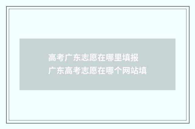 高考广东志愿在哪里填报 广东高考志愿在哪个网站填