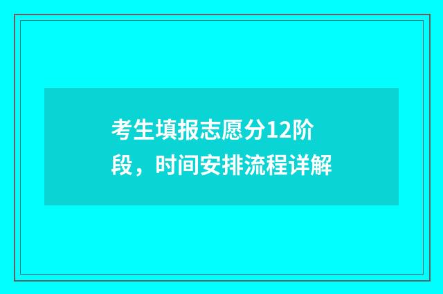 考生填报志愿分12阶段，时间安排流程详解