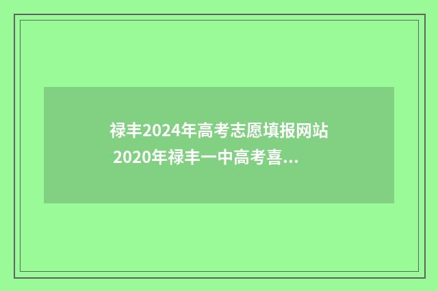 禄丰2024年高考志愿填报网站 2020年禄丰一中高考喜报