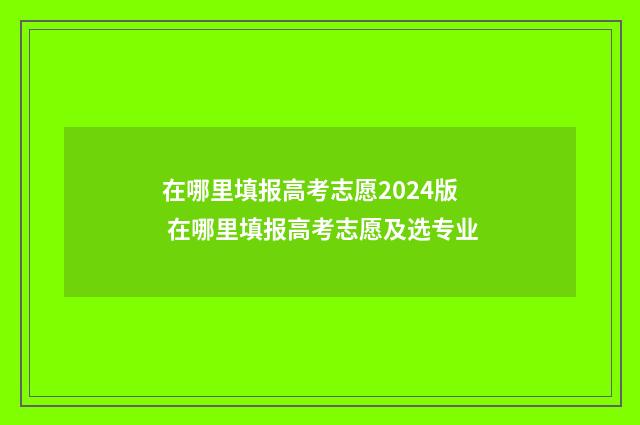 在哪里填报高考志愿2024版 在哪里填报高考志愿及选专业