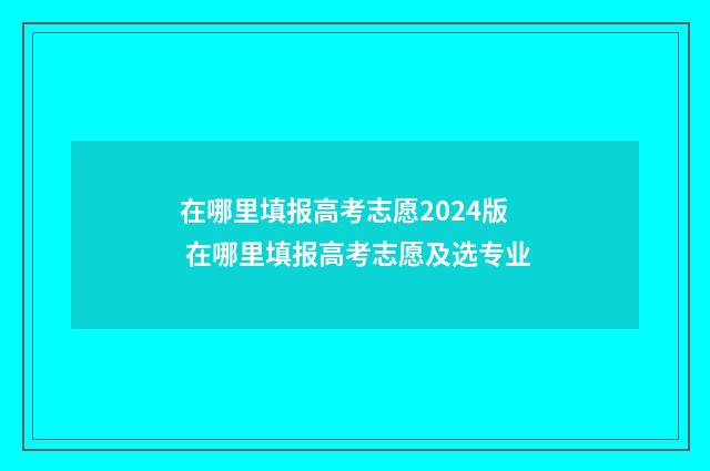 在哪里填报高考志愿2024版 在哪里填报高考志愿及选专业