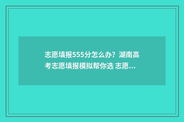 志愿填报555分怎么办？湖南高考志愿填报模拟帮你选 志愿填报105%