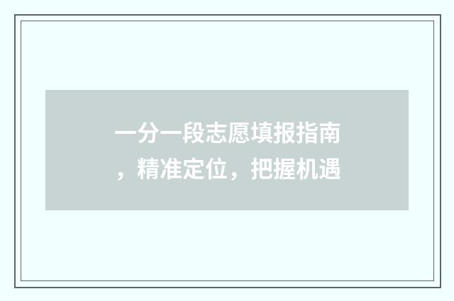 一分一段志愿填报指南，精准定位，把握机遇