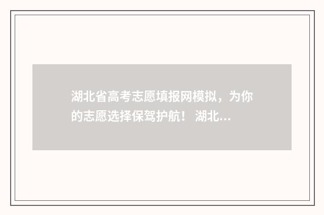 湖北省高考志愿填报网模拟，为你的志愿选择保驾护航！ 湖北省高考志愿表