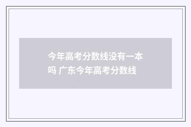 今年高考分数线没有一本吗 广东今年高考分数线