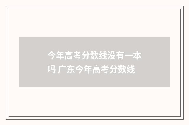 今年高考分数线没有一本吗 广东今年高考分数线