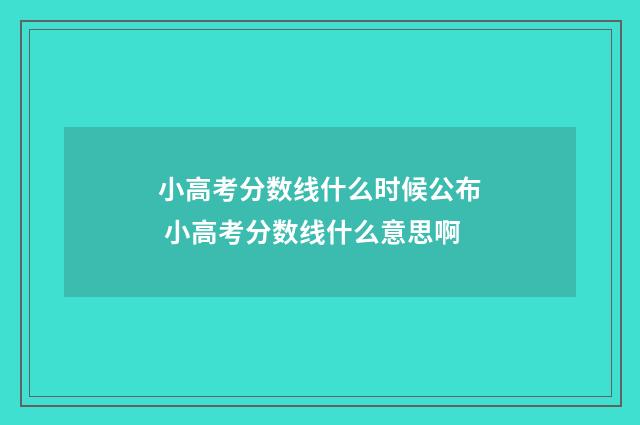 小高考分数线什么时候公布 小高考分数线什么意思啊