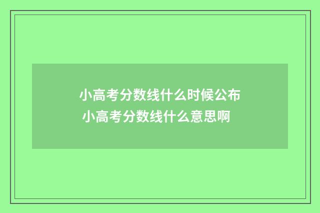 小高考分数线什么时候公布 小高考分数线什么意思啊