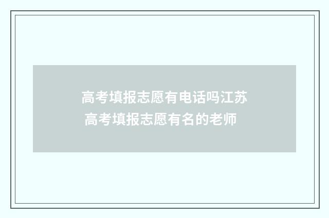高考填报志愿有电话吗江苏 高考填报志愿有名的老师
