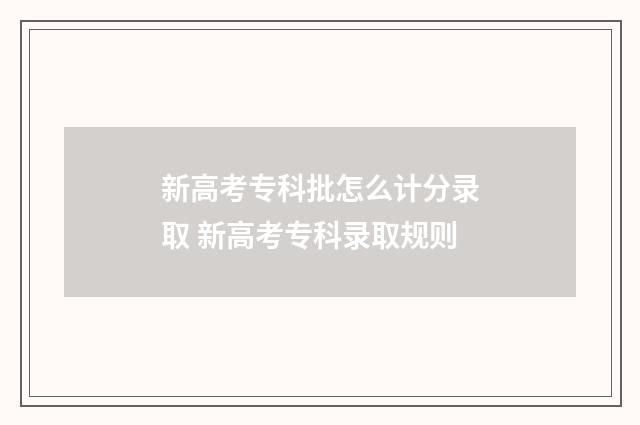 新高考专科批怎么计分录取 新高考专科录取规则