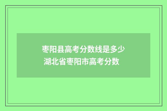 枣阳县高考分数线是多少 湖北省枣阳市高考分数