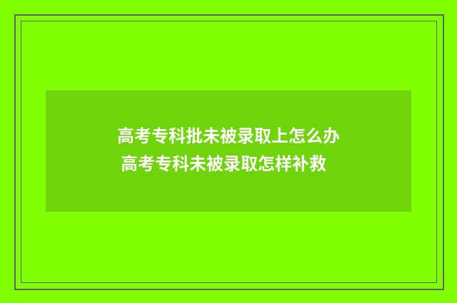 高考专科批未被录取上怎么办 高考专科未被录取怎样补救