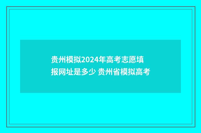 贵州模拟2024年高考志愿填报网址是多少 贵州省模拟高考