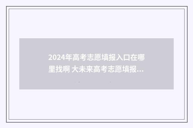 2024年高考志愿填报入口在哪里找啊 大未来高考志愿填报官网