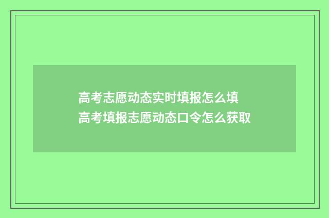 高考志愿动态实时填报怎么填 高考填报志愿动态口令怎么获取