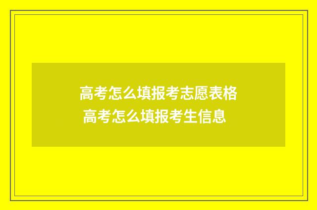 高考怎么填报考志愿表格 高考怎么填报考生信息