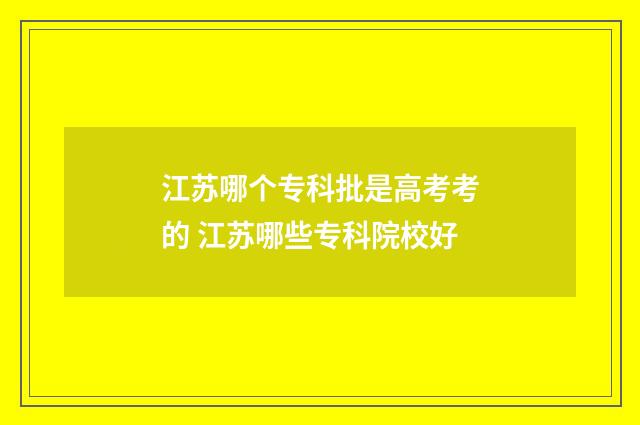 江苏哪个专科批是高考考的 江苏哪些专科院校好