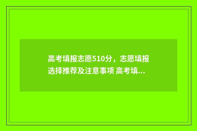 高考填报志愿510分,志愿填报选择推荐及注意事项 高考填报志愿入口