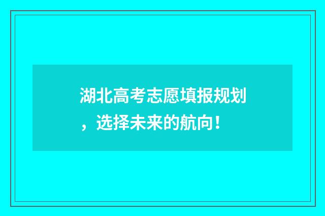 湖北高考志愿填报规划，选择未来的航向！