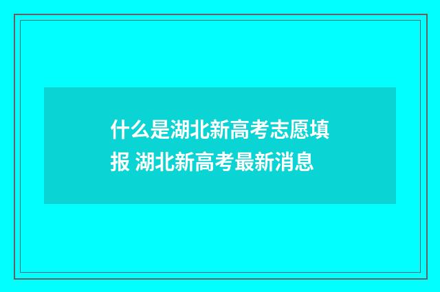 什么是湖北新高考志愿填报 湖北新高考最新消息