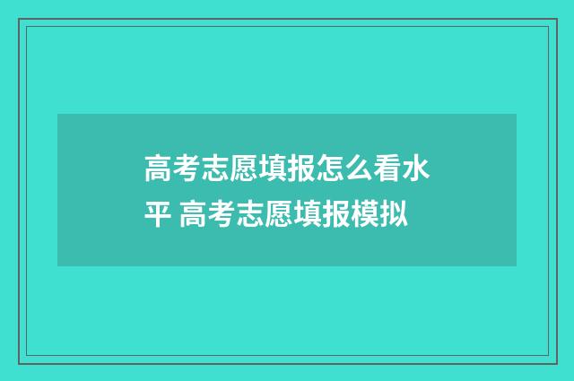 高考志愿填报怎么看水平 高考志愿填报模拟