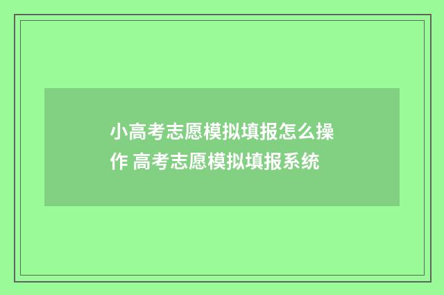 小高考志愿模拟填报怎么操作 高考志愿模拟填报系统