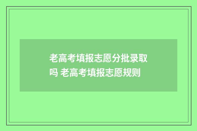 老高考填报志愿分批录取吗 老高考填报志愿规则