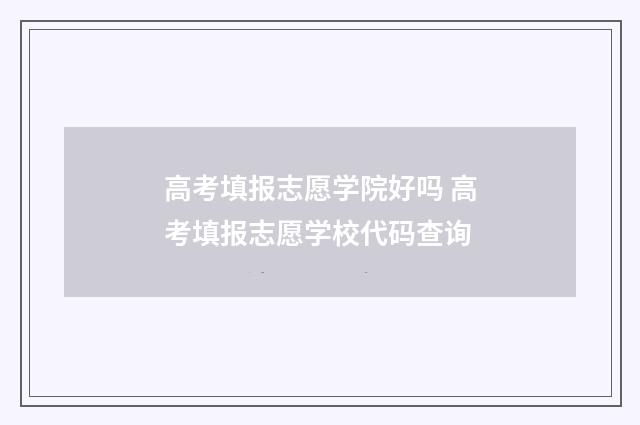 高考填报志愿学院好吗 高考填报志愿学校代码查询